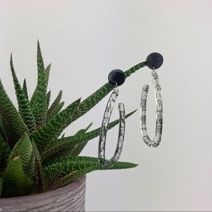 Handmade Clear & Black Resin Hoop Earrings